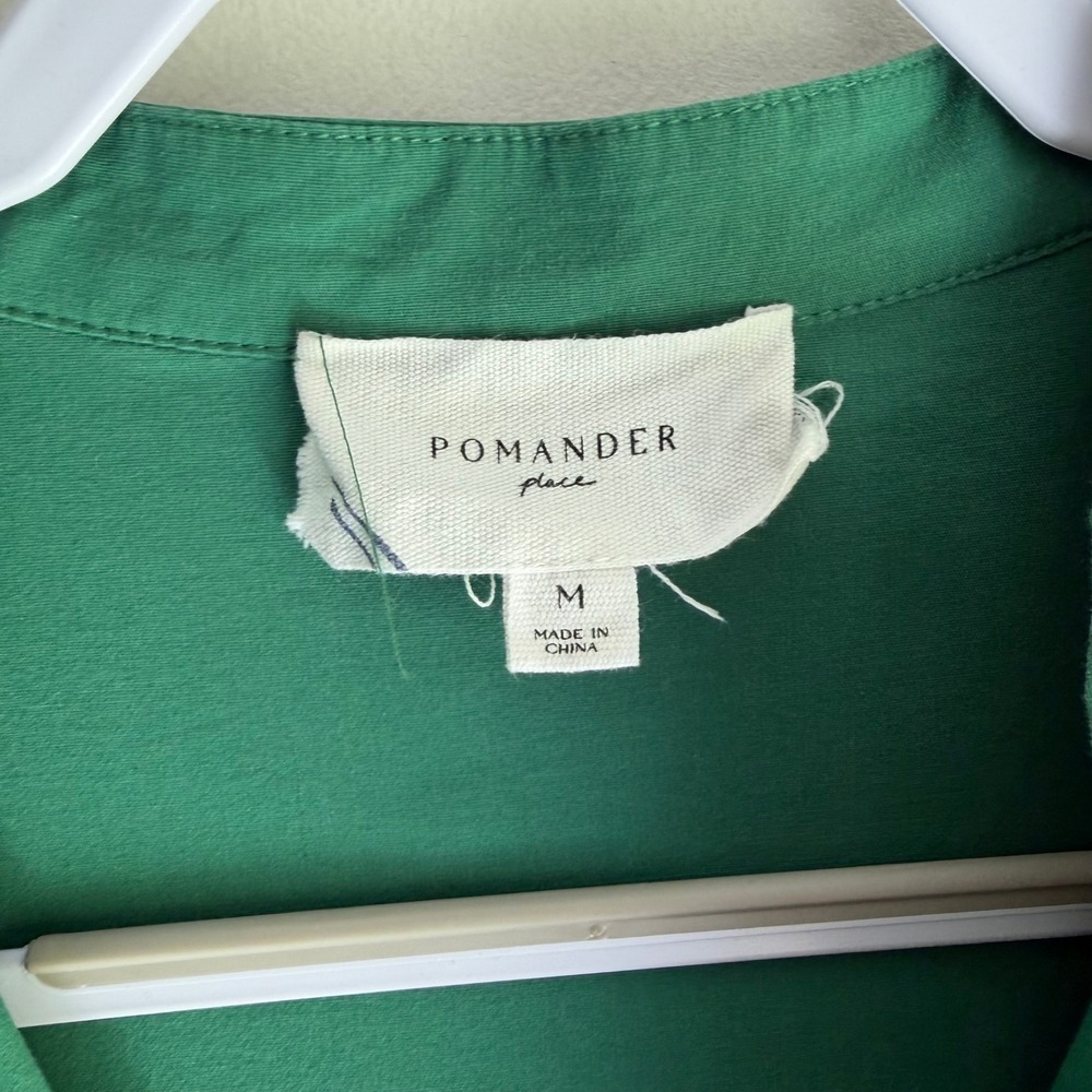 Pomander Place Women Green Pintuck Tiered Balloon Sleeve Tunic Top Y22657T M - Picture 6 of 12
